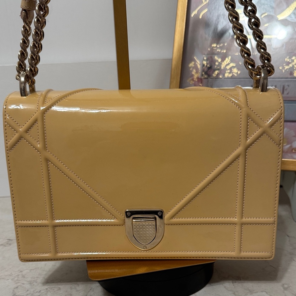 Christian Dior Diorama tan patent leather